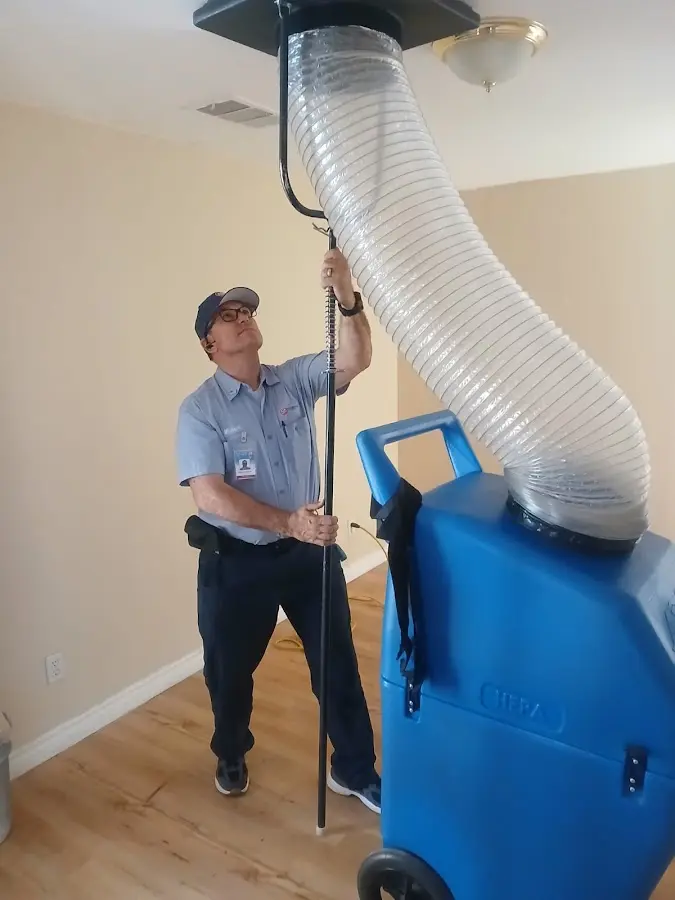 Mini Split Installation technician using HEPA equipment in Eastvale